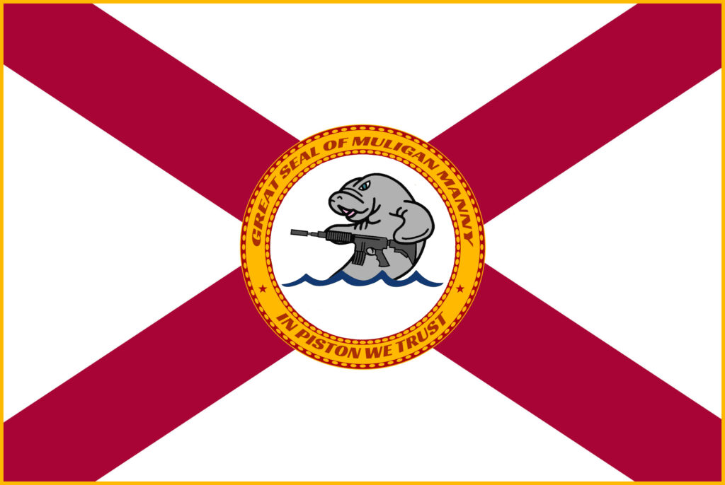 Florida state flag with manatee