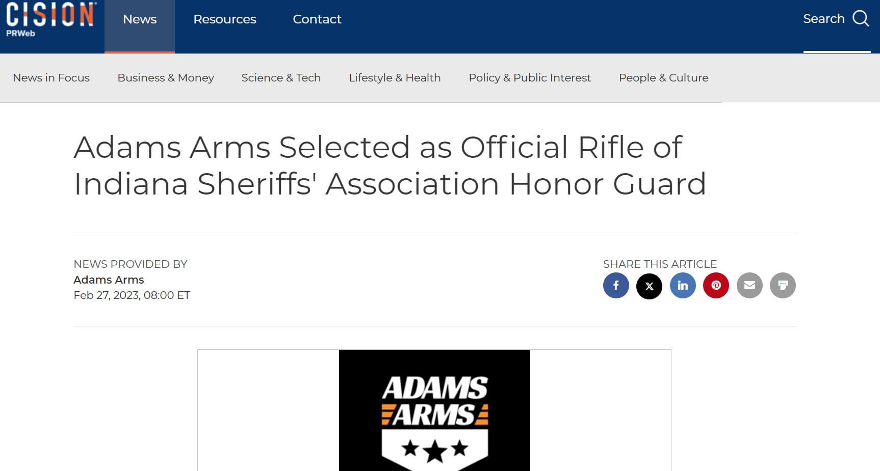 Adams Arms Selected as Official Rifle of Indiana Sheriffs Association Honor Guard