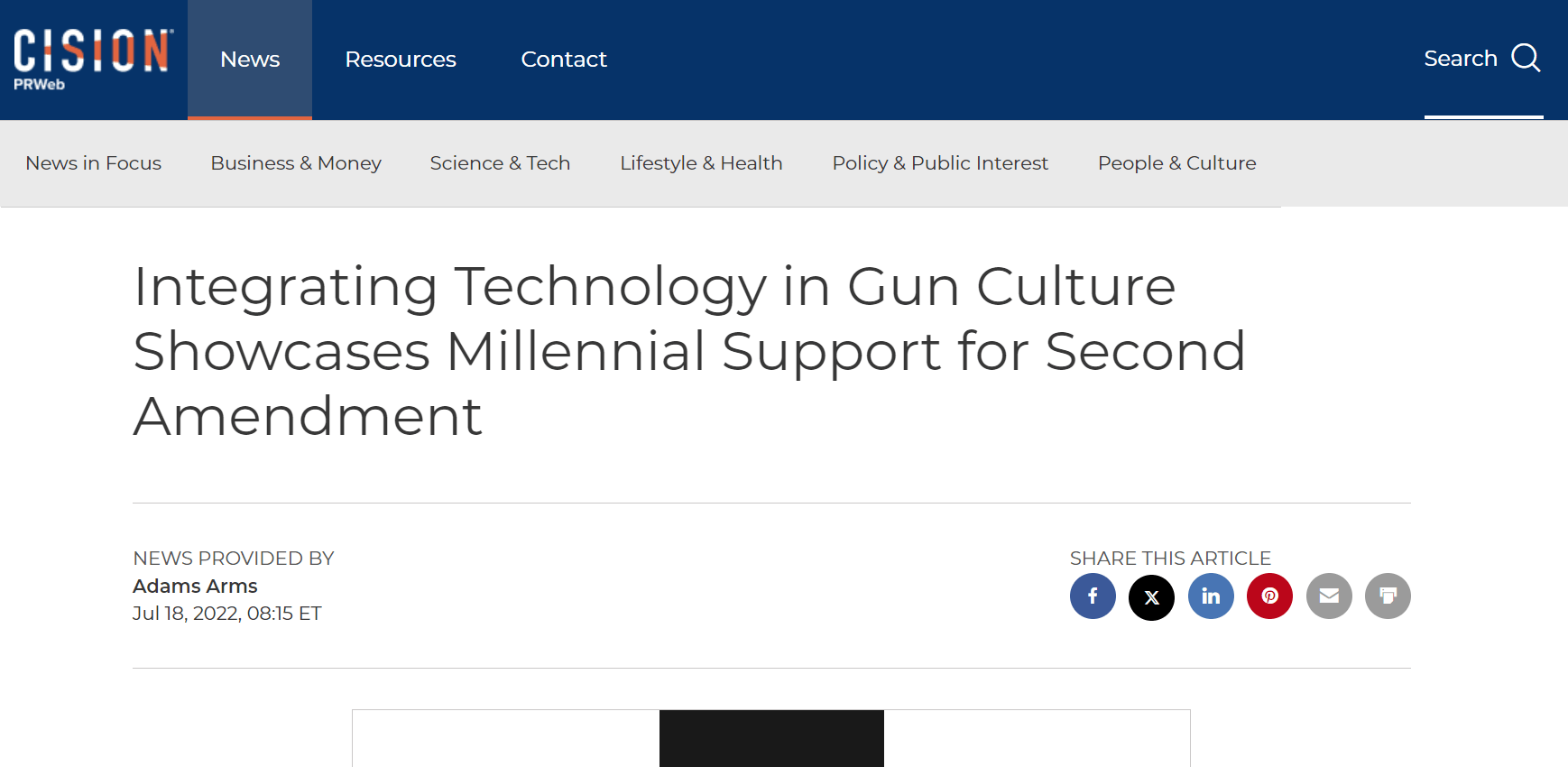 Cision News Article: Integrating Technology in Gun Culture Showcases Millennial Support for Second Amendment